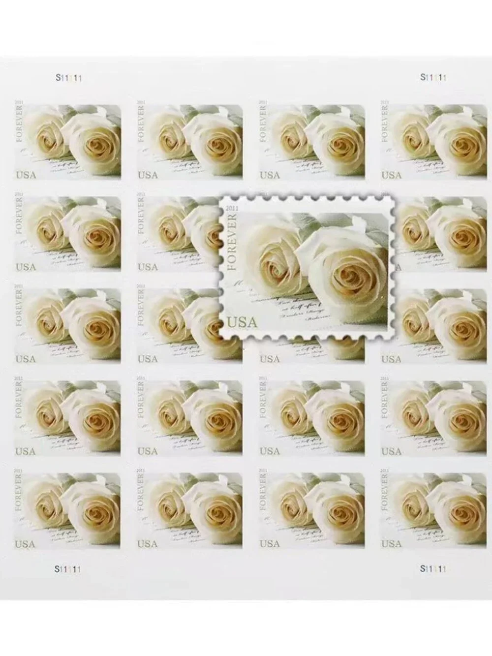 200 lifetime white roses unusedwedding stamps